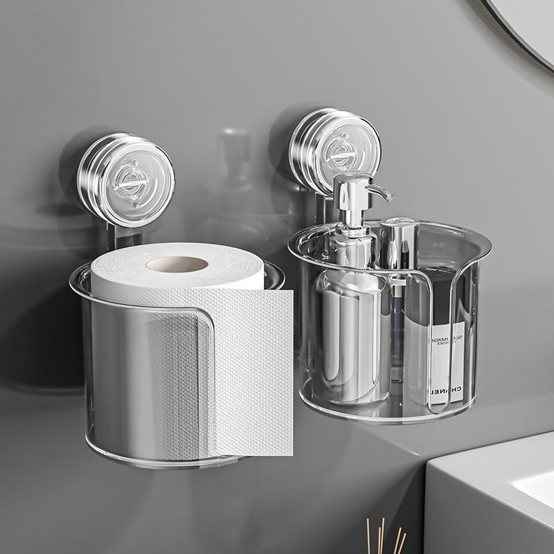 Plastic Suction Cup Toilet Paper Holder With Wall Mount For Bathroom Storage And Home Use