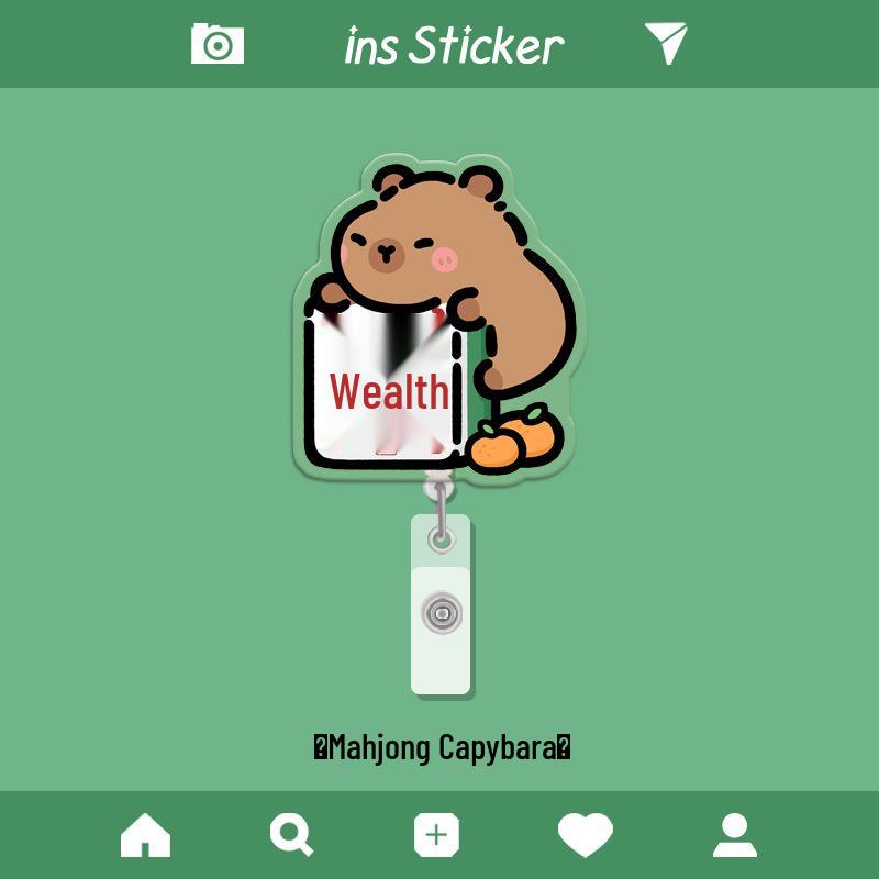 Capybara Retractable ID Card Holder for Students, Doctors & Nurses - Cute Accessory for Name Badges