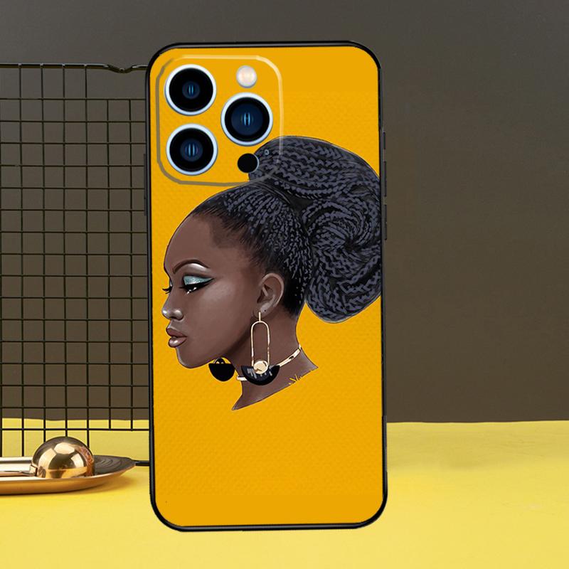 Beautiful Black Afro Girl Funda For iPhone 12 13 Mini 11 14 16 15 Pro Max XS X XR 7 8 14 16 15 Plus Phone Case