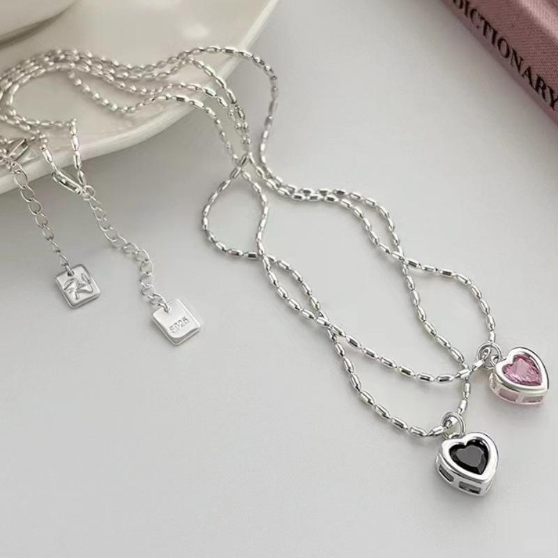 2023 New Light Luxury Women's 925 Sterling Silver Heart Necklace with Clavicle Chain