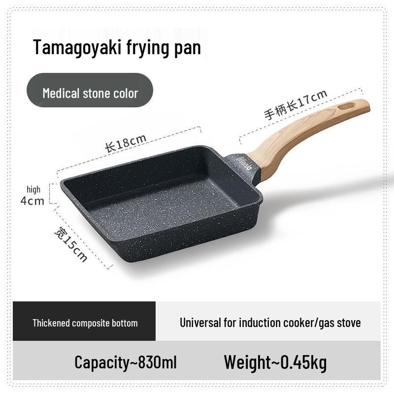 Mingjue Non-stick Japanese Atsuyaki Tamagoyaki Square Frying Pan with Maifan Stone for Eggs