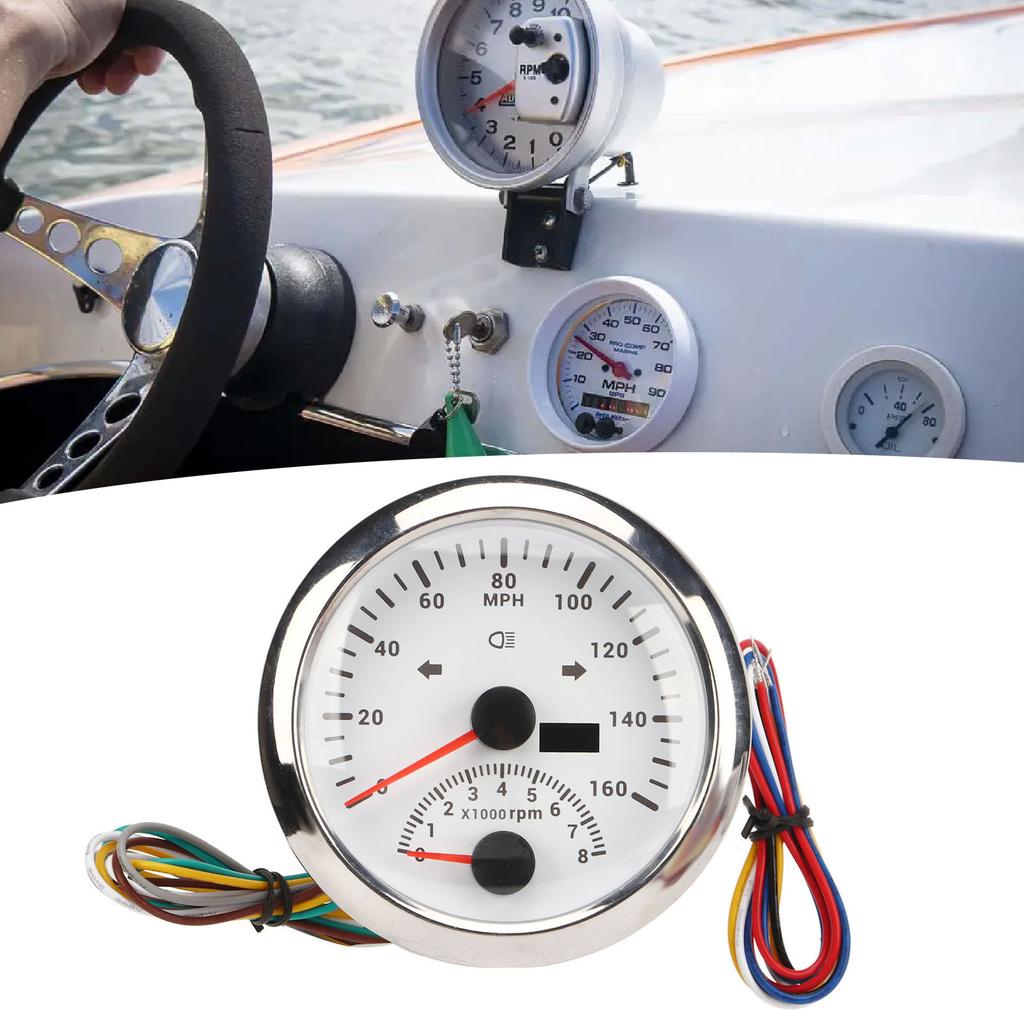 GPS Speedometer With Tachometer 8000RPM  9 To 32V IP67 Waterproof 0 To 160MPH Red Backlight Accurate for Boat ATV