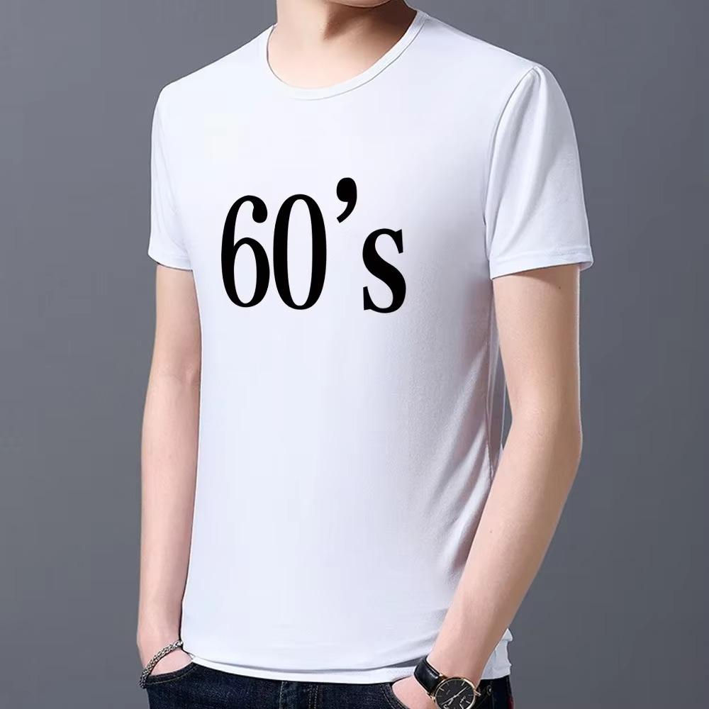 Men's T-shirt Classic Top Simple Casual White Vintage Short Word Hot Stamping Series O-Neck Men's All-match Slim Short Sleeve
