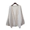 Autumn and Winter New Loose Soft Waxy Solid Color Lantern Sleeve Knitted Cardigan Lazy Wind Sweater Jacket Women