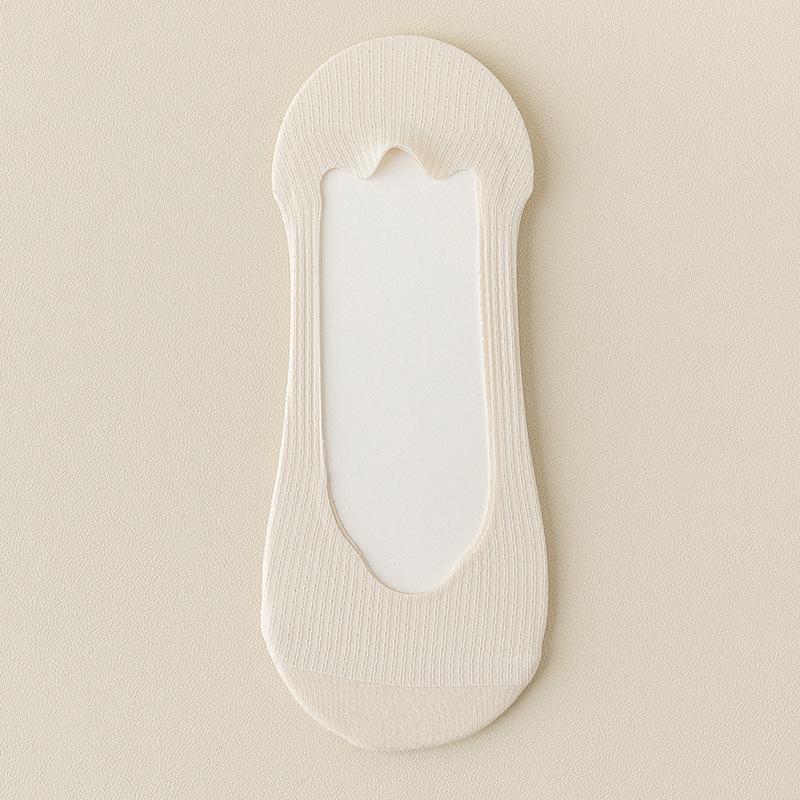 5 Pairs of Women's Summer Thin Cotton Sole Non Slip Shallow Mouth Invisible Ice Silk Boat Socks