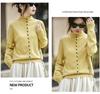 2025 French Style Grey Slimming Half-High Collar Knit Cardigan