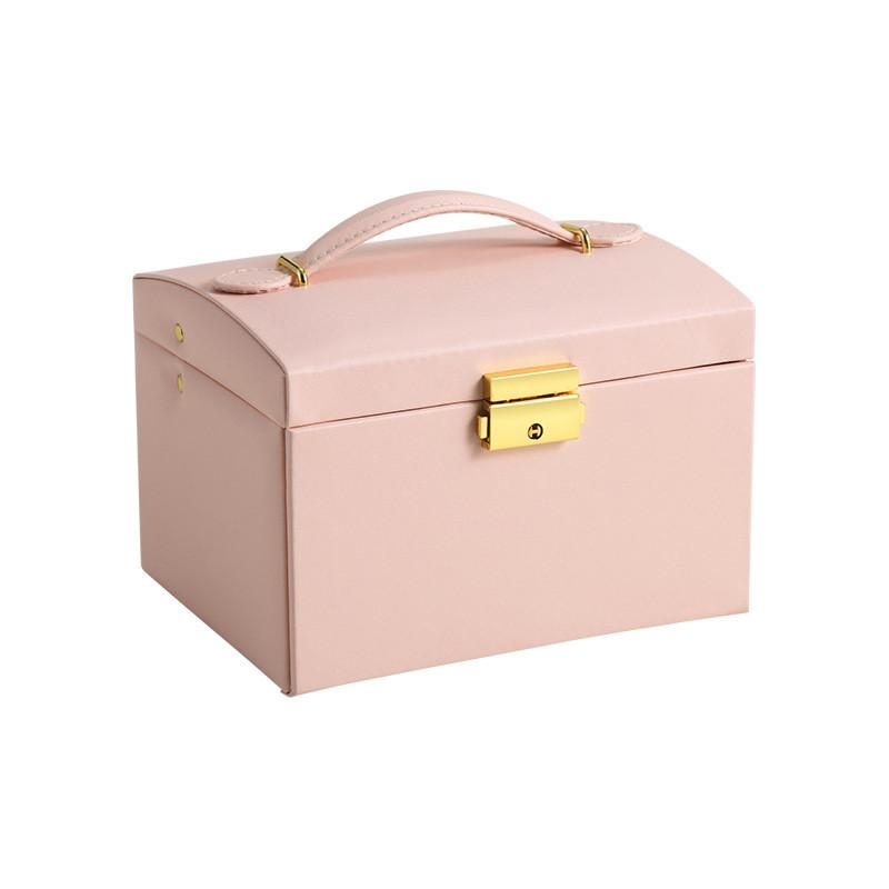 Leather Jewelry Box With Lock And Mirror For Gift Jewelry Storage