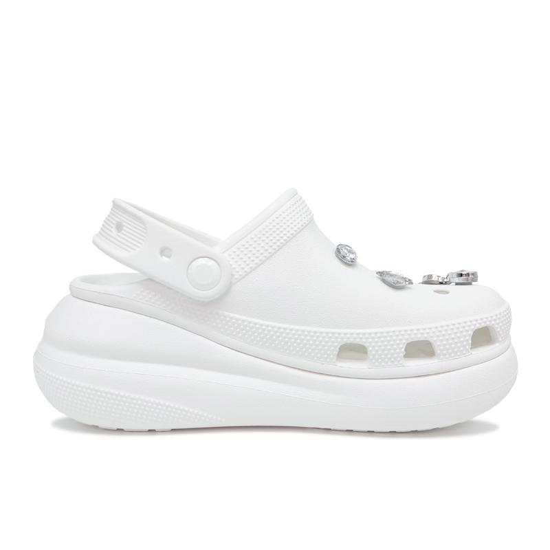Crocs Crush Clog Aoyama Silver Buckle Movement Simple and Versatile Fashion Trend Casual Hole Shoes Women's White