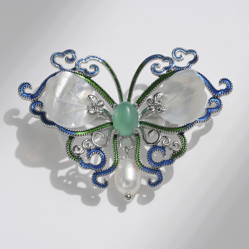 Bo Xin Yun Exquisite Women s Butterfly Brooch with Freshwater Pearl and Mother-of-Pearl
