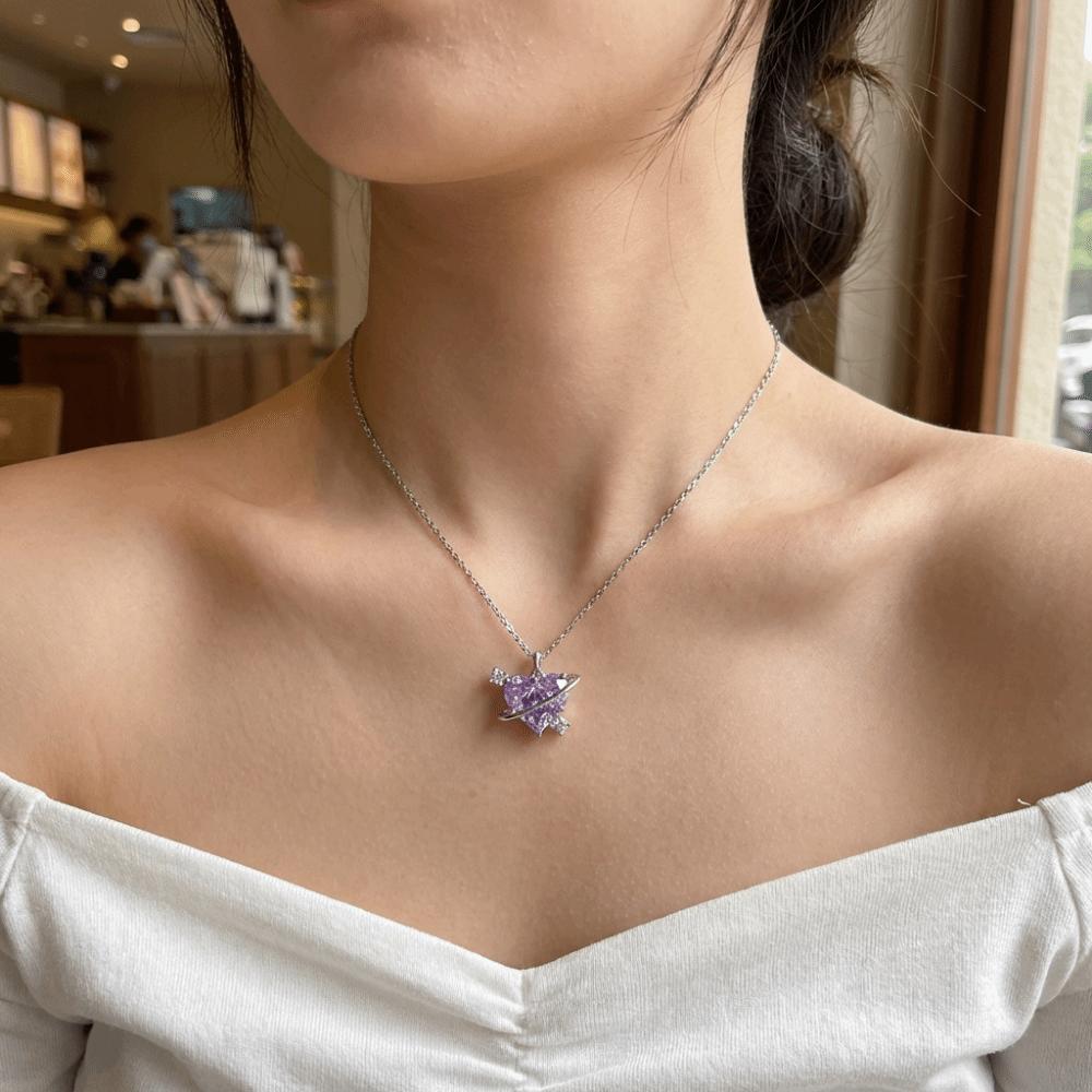 Light Luxury Design Love Sphere Necklace Sweet Elegant Style Zircon Necklace  Party Jewelry