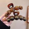 2025 Elegant Amber Bead Claw Clip for Women - Large Hairpin High-End Shark Headwear