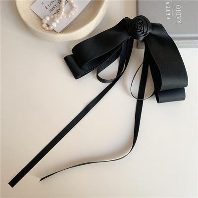 Schwarze Kamelie Schleife Haarspange Französische Haarspange Damen Mädchenhaft Hochwertig Elegant Hochsteckfrisur Top-Clip Trauer Beerdigung Haarschmuck