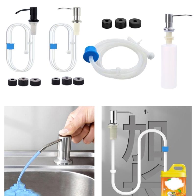 Durable 500ML Soap Dispenser for Kitchen Sink Black Silver Color Liquid Pump Bottle with Stainless Steel Head and Hose