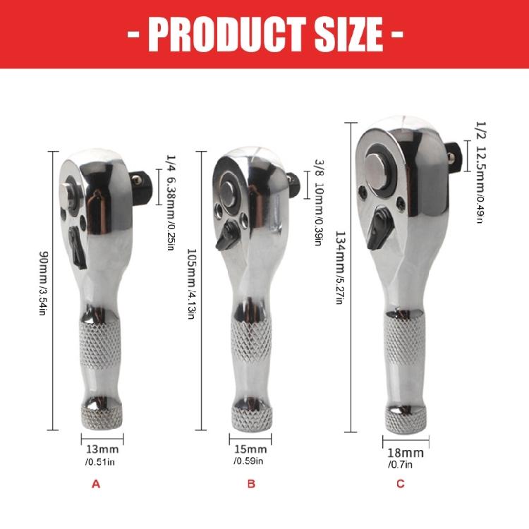 Professional Multipurpose Bidirectional Ratcheting Socket Head 72 Precise Teeth Short Handle Construction 3 Size Option