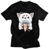 Kawaii Gintama Gintoki Sakata T Shirt for Men Short Sleeve Sadaharu T-shirt Graphic T-shirt Cotton Anime Manga Tee Tops
