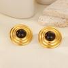 Vintage Round Stone Star Star Earrings For Women Gold Color Stainless Steel Earrings Luxury Jewelry National Tribe Gift
