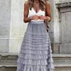 Elegant Boho High Waist Skirt for Women - Durable, Comfortable Fit with Chic Mesh Layer & Contrast Lace, Perfect for Spring/summer