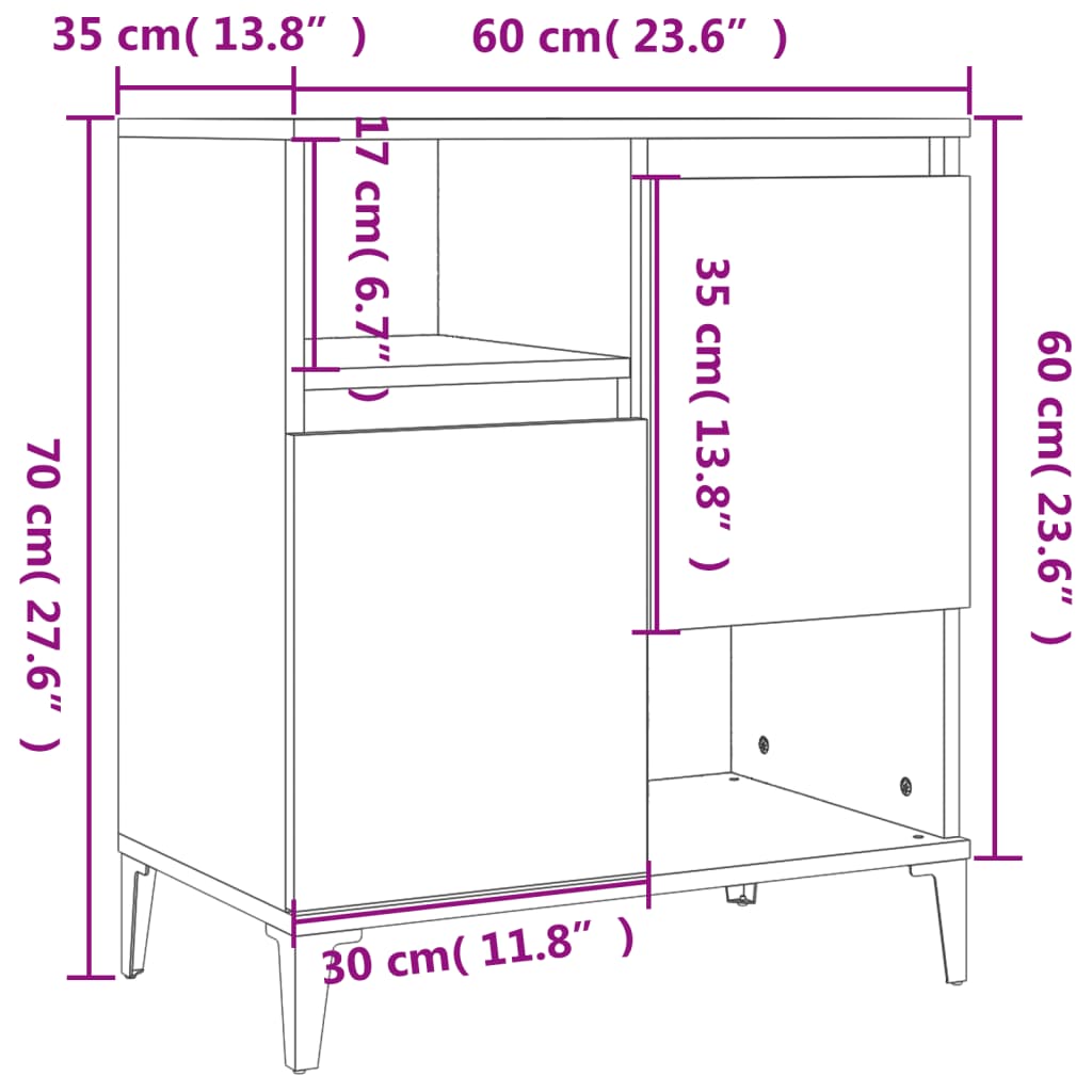 Sideboards 2 pcs Concrete Grey 60 x 35 x 70 cm Particleboard