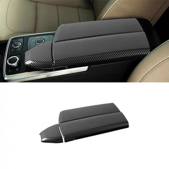 Gloss ABS Carbon Fiber Car Central Storage Box Cover For Benz ML GL 2012-2015