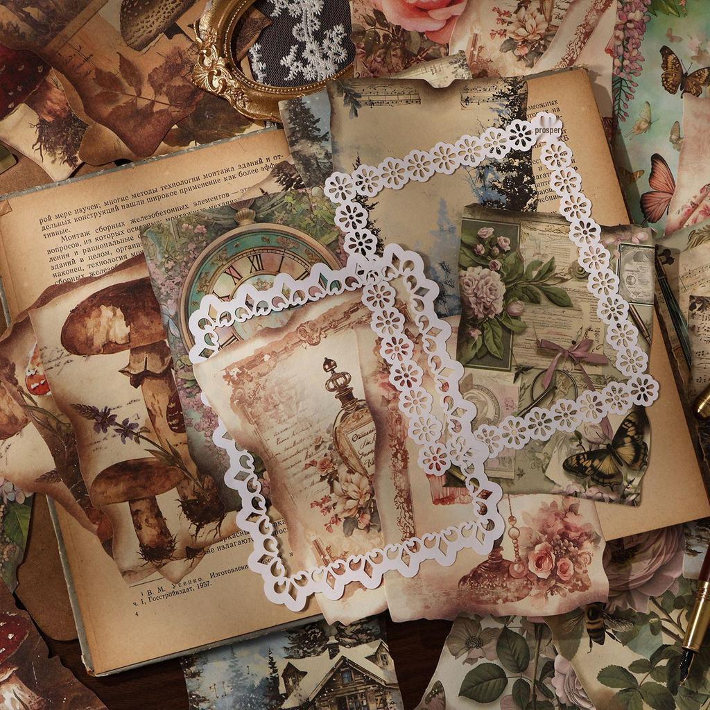 Dark Shadow Phantom Fantasy Chronicle Retro Lace Paper - 24 Sheets, 6 Styles.