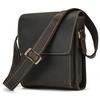 Men's Premium Crazy Horse Leather Crossbody Bag - Genuine Cowhide Shoulder Bag for iPad
