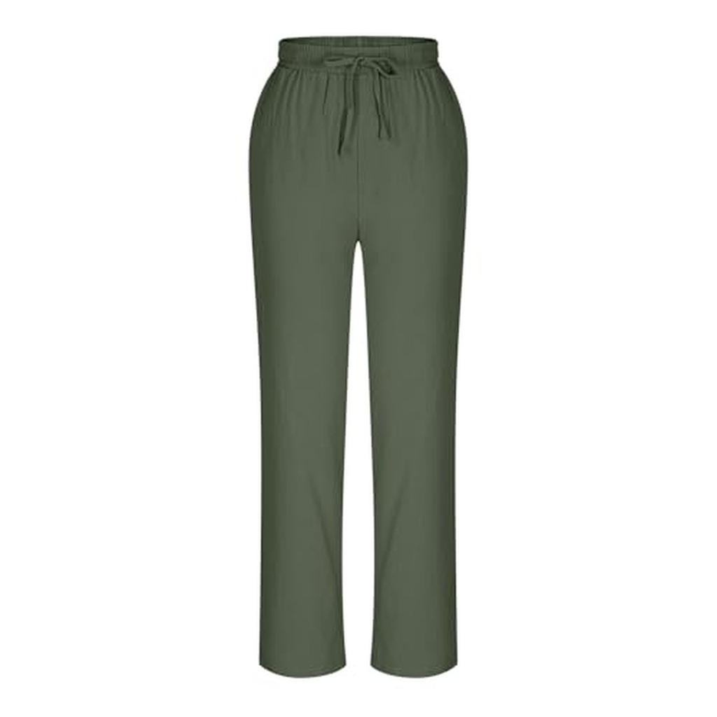 Women's Cropped Pants With Waist Drawstring, Summer Casual Cropped Pants Cotton Cropped Pants