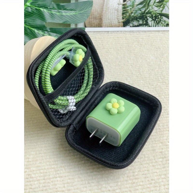 6pcs 3D Flower Shaped Apple Charger Case, Data Cable Organizer, Set Of Storage Bags