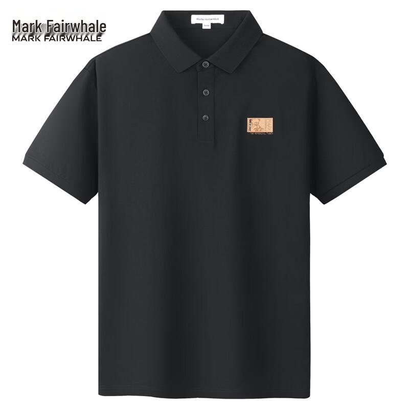 Mark Fairwhale Embroidered Lapel Short Sleeve Polo Shirt for Men