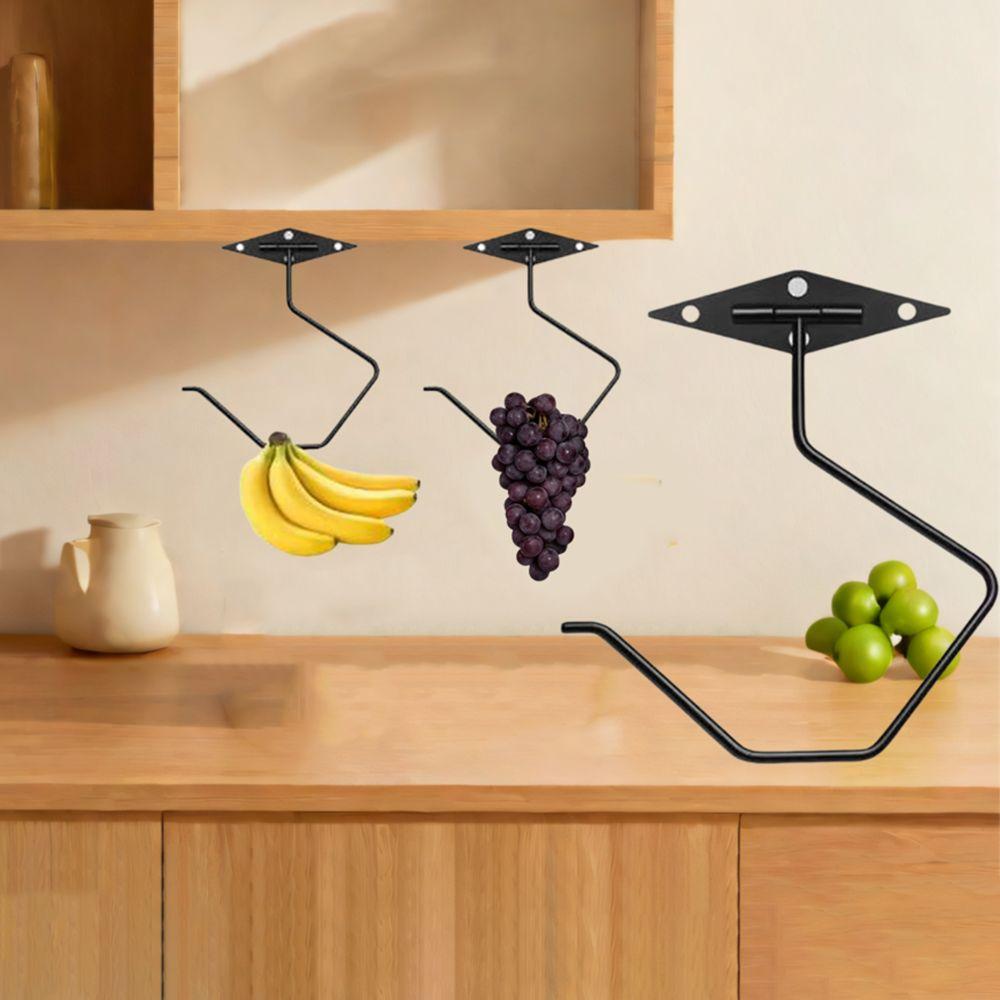 2Pcs Space Saving Under-Cabinet Banana Hanger Strong Load-bearing Utensil Storage Hook  Kitchen