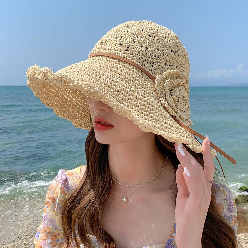 Straw Hat For Women Summer Beach Sun Hat Straw Woven Versatile Sun Hat Big Edge Folding Straw Hat For Going Out Leis 2026
