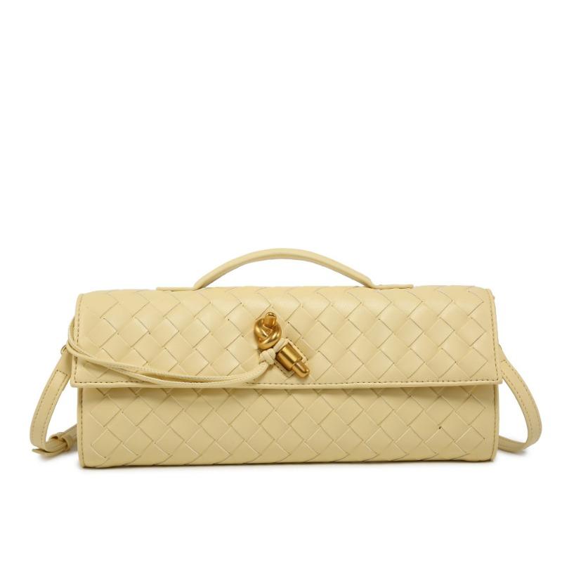 Handwoven Bag Soft Leather Lock Dinner Bag Medieval Baguette Bag Long Fashion