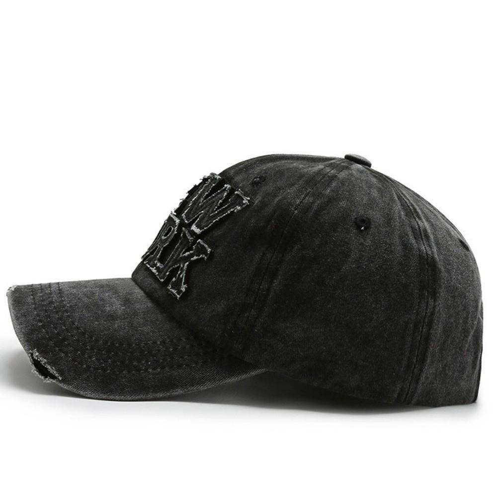 Solid Color Baseball Cap with Letter Patch Sun Hat Casual Duckbill Hat Sports