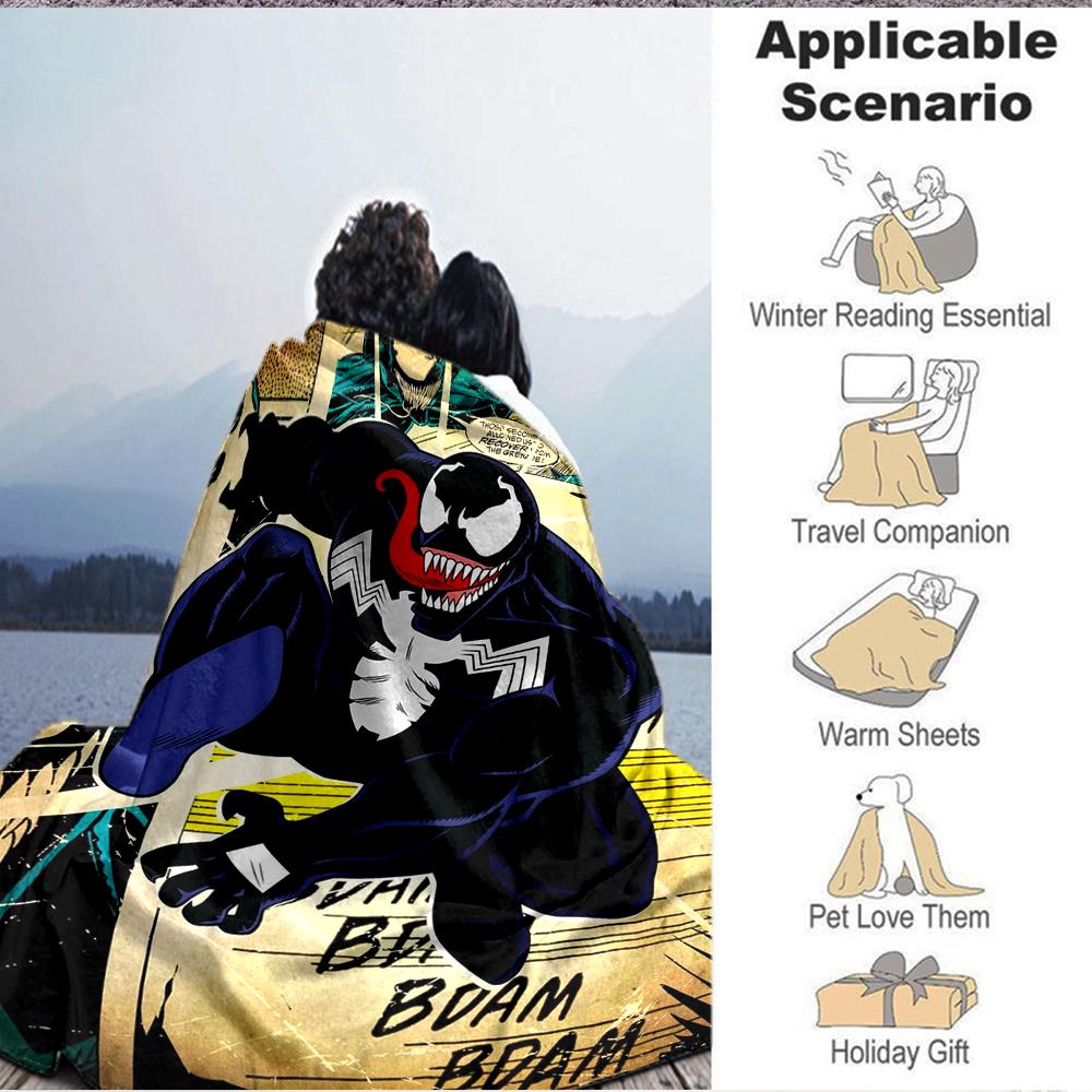 1Pc Venom'S Comic Adventure Blanket Soft And Comfortable Casual Warm Camping Travel Christmas Halloween Xmas Gift M928670