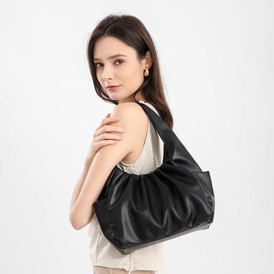 2025 New Niche Hand-held Pleated Texture Cloud Bag European and American Fashion Croissant Bag Large Bag Women's Bag
