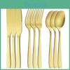 9pcs3set Gold Dinnerware Steel Stainless Cutlery Set Dinner Knives Fork Spoons Sliverware Kitchen Tableware Set