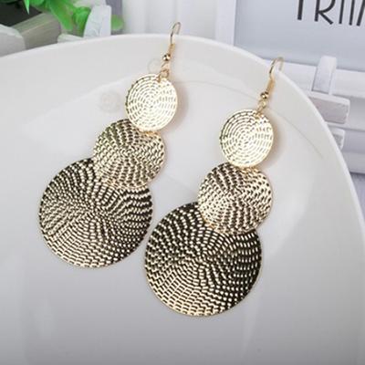 Damesmode overdreven drie lagen ronde hanger Dangle Hook oorbellen