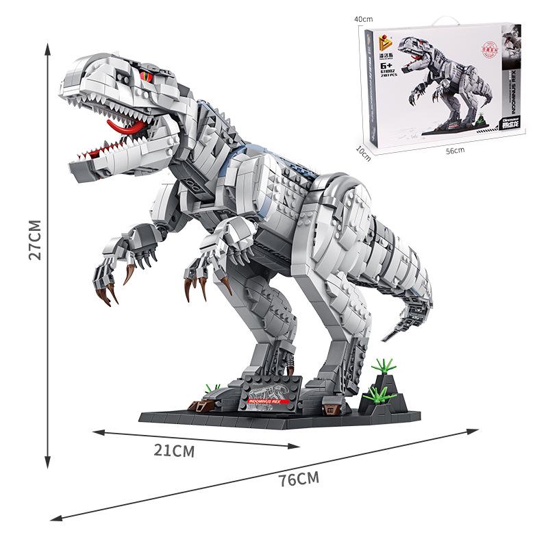 Jurassic Dinosaur Building Blocks: Tyrannosaurus Rex & Velociraptor Educational Toy