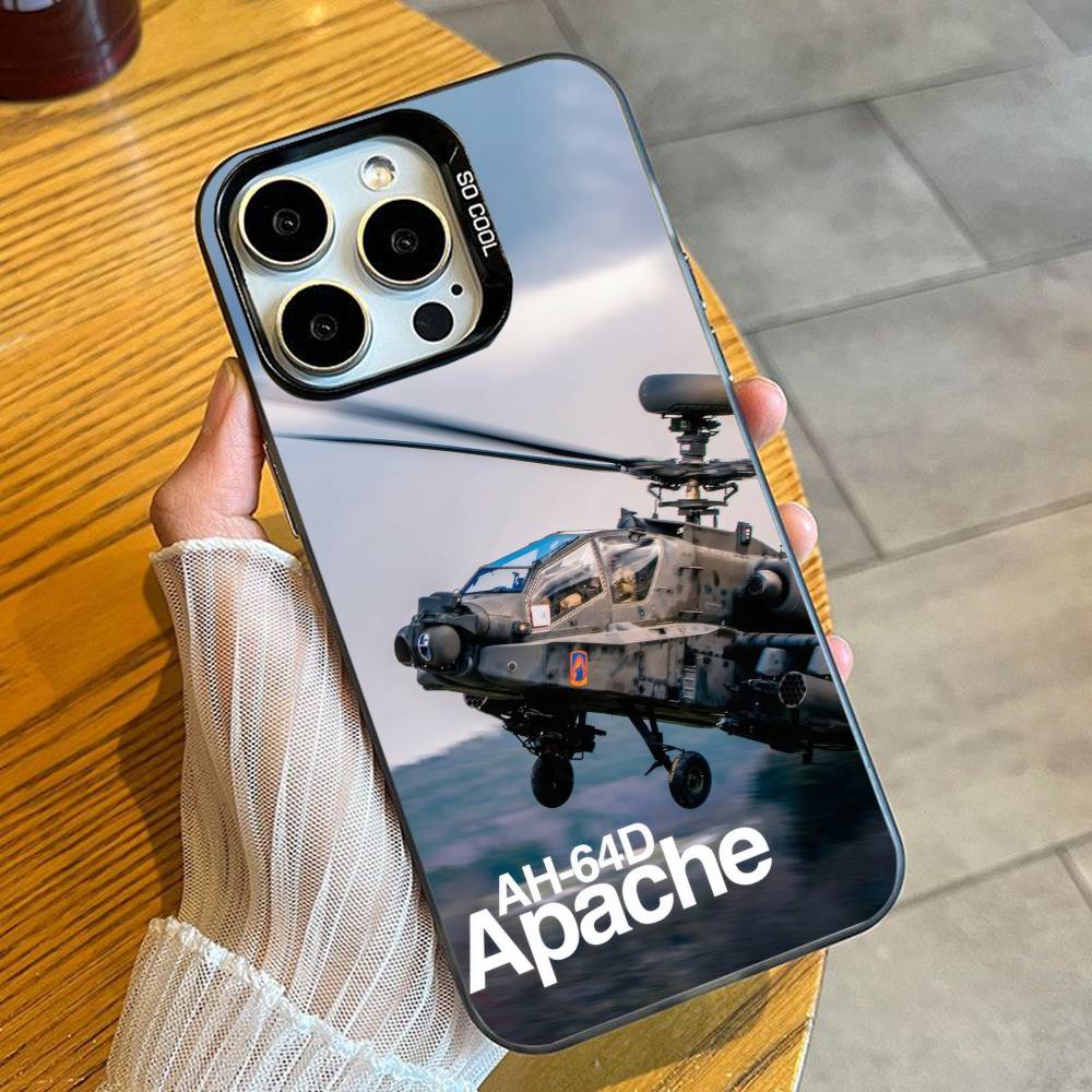Apache AH-64 Helicopter Gunships Phone Case For iPhone 16 17 15 14 12 13 Pro Max Black Color Shockproof Cover