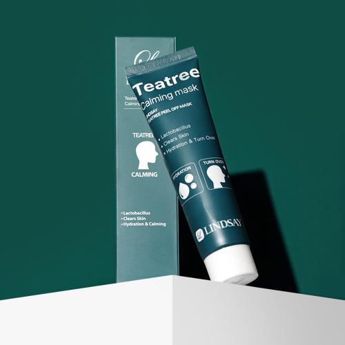 LINDSAY Cooling Calming Moisturizing Turnovers Tea Tree Calming Mask Peel Off Pack 70ml+free Pack Brush
