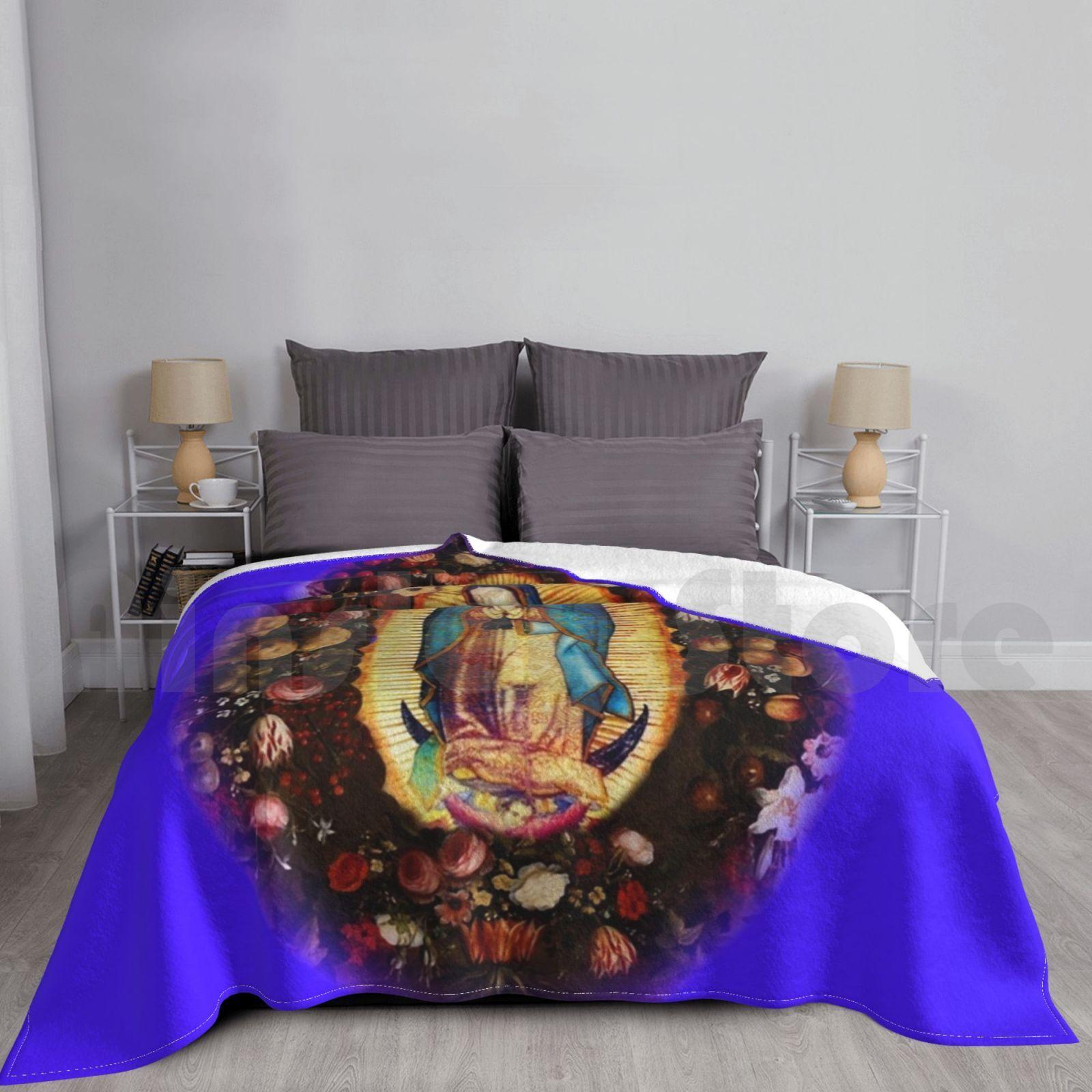 Blanket Our Lady Of Guadalupe Mexican Virgin Mary Mexico Aztec Tilma 20-102 2384 Guadalupe Size: 75*100cm, Weight: 230 GSM