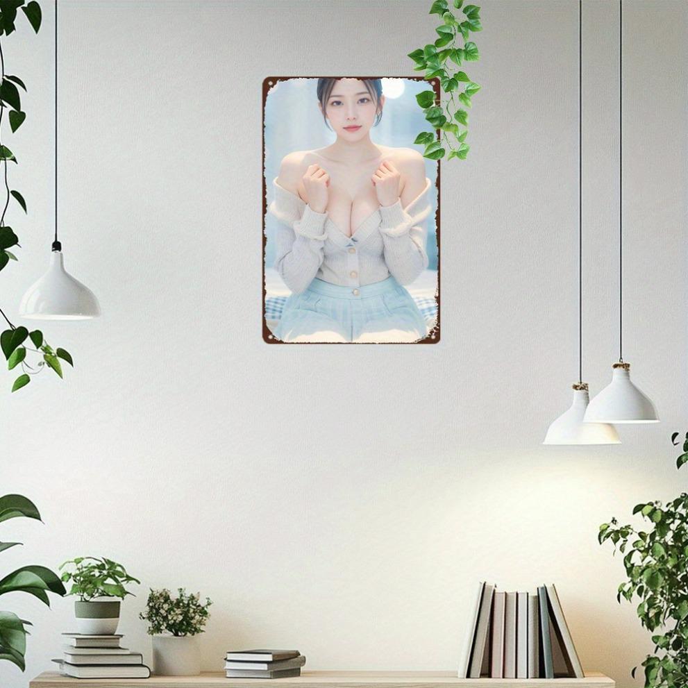 Anime Girl Vintage Metal Sign 8x12 inch Retro Wall Art Durable Aluminum Poster for Home Garage Cafe Decor