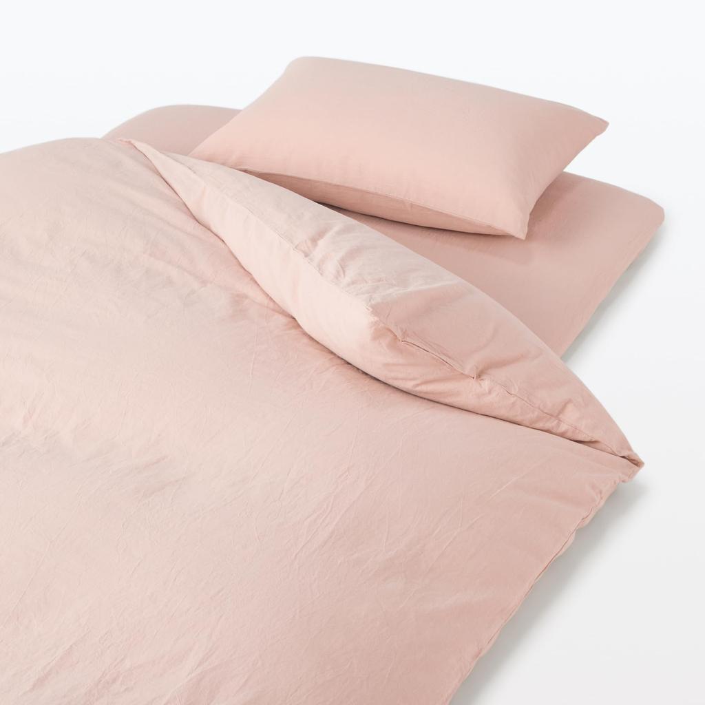 MUJI Washed Futon Shallow Fitted 84232824 Sheets, S, Sheet, Pink,