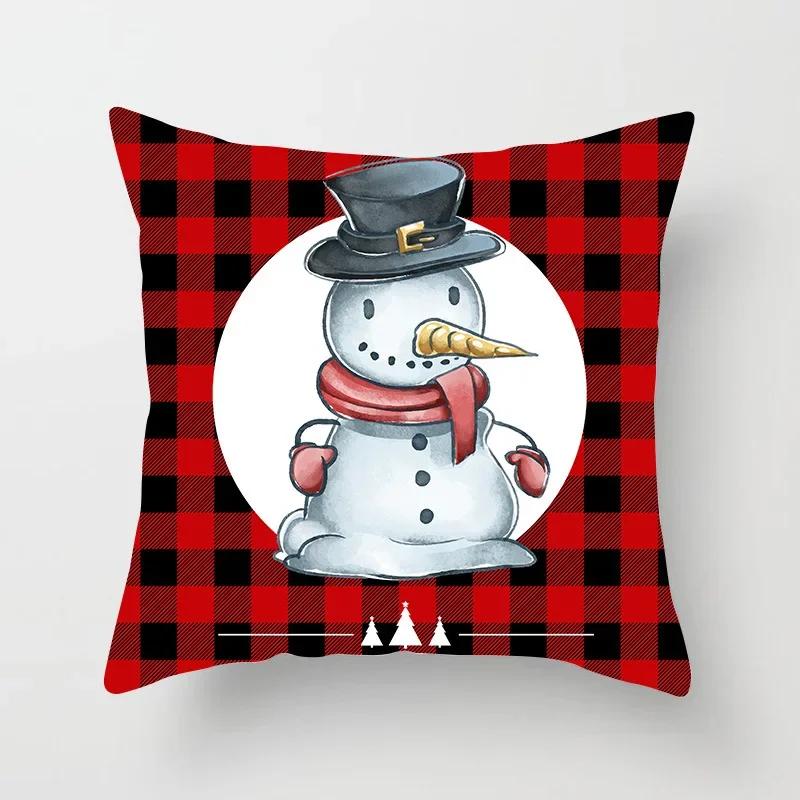 

Рождественское украшение Черный и красный клетчатый принт Наволочка для подушки для дома Гостиная Диван 45 * 45 см 66x66cm бордовый