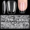 600 Medium Almond-Shaped Nail Tips, Almond X Gel Nail Tips, Transparent False Nails, Full Cover Acrylic Nail Tips for Nail Extension
