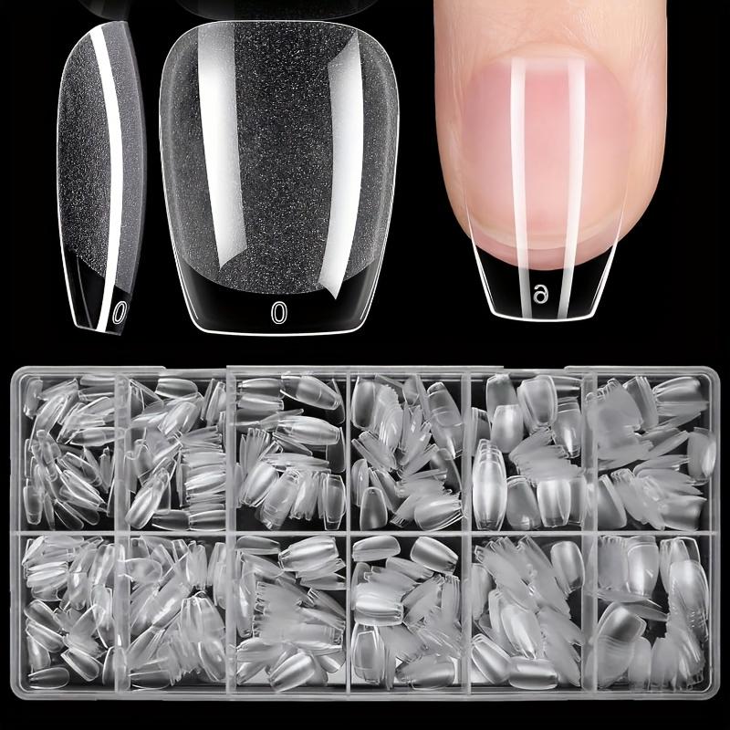 600 Medium Almond-Shaped Nail Tips, Almond X Gel Nail Tips, Transparent False Nails, Full Cover Acrylic Nail Tips for Nail Extension