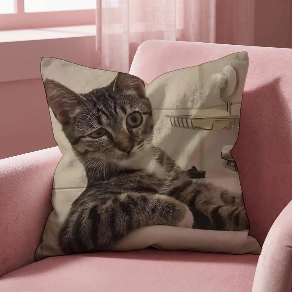 Pet Cat Funny memes Cushion Cover Multi-Scene Pillow Cover for Home & Car - Reversible, Soft & Durable for Daily Use