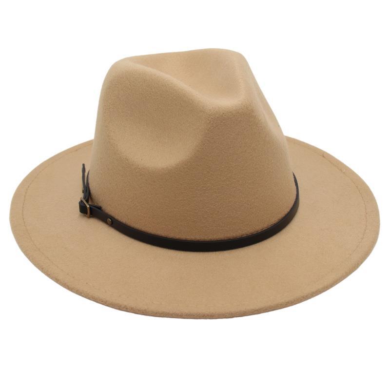 Temperament Bowler Hat Beltespenne England Jazz Hat Menn og Kvinner Utendørs Filt Hat Kinesisk Tweed Hat Mote