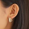 European & American Minimalist Zircon Flower Earrings with Heart Ear Cuffs - Stylish Niche Design for Women