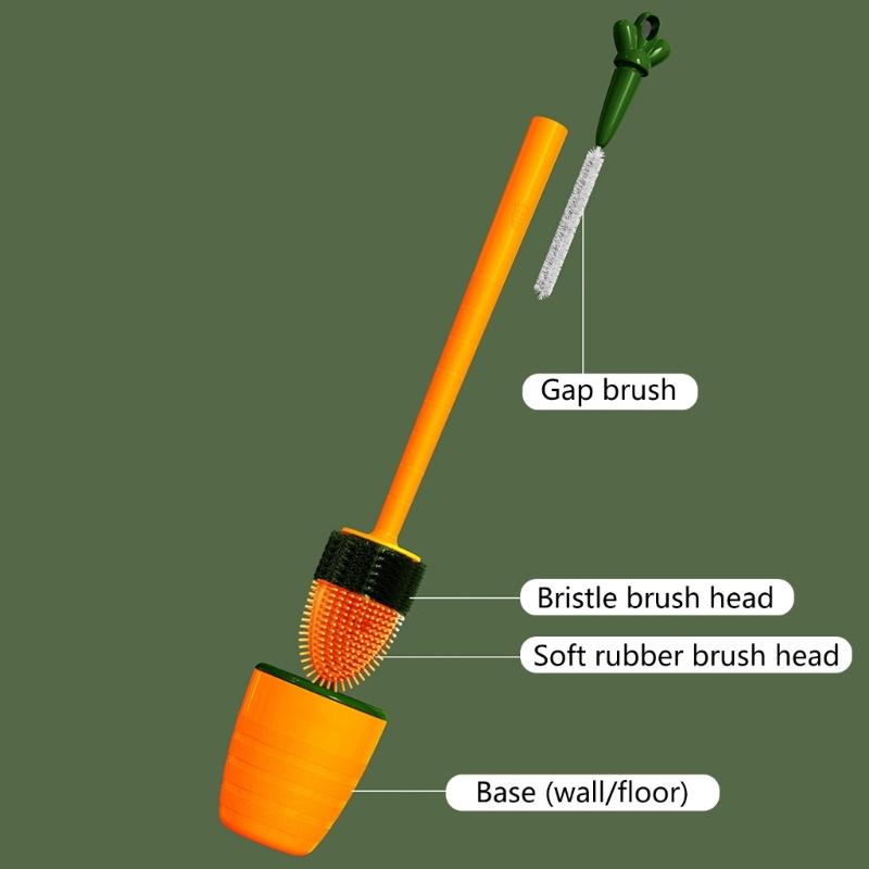 Toilet Brush Lavatory Brush Carrot Toilet Brush Holder Set No Drill Innovative Durable Bathroom Cleaning Brush