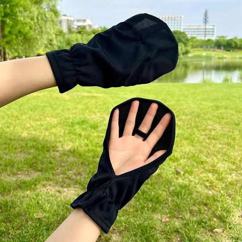 Driving Sun Protection Gloves Women's Outdoor Cycling UV Resistant Short Gloves Breathable Fabric Anti-slip Horseshoe Sleeves